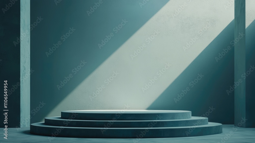 Obraz premium Teal Concrete Platform Minimalist Studio Background