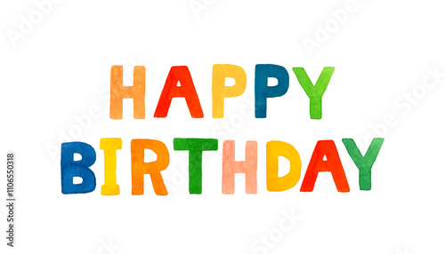 Canvas Print Happy birthday（ハッピーバースデー）のかわいい手書き文字　手描き水彩イラスト素材