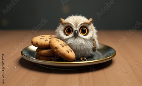 owl christmas Cookies the owl on the plate  animal, decoration, season, bird photo