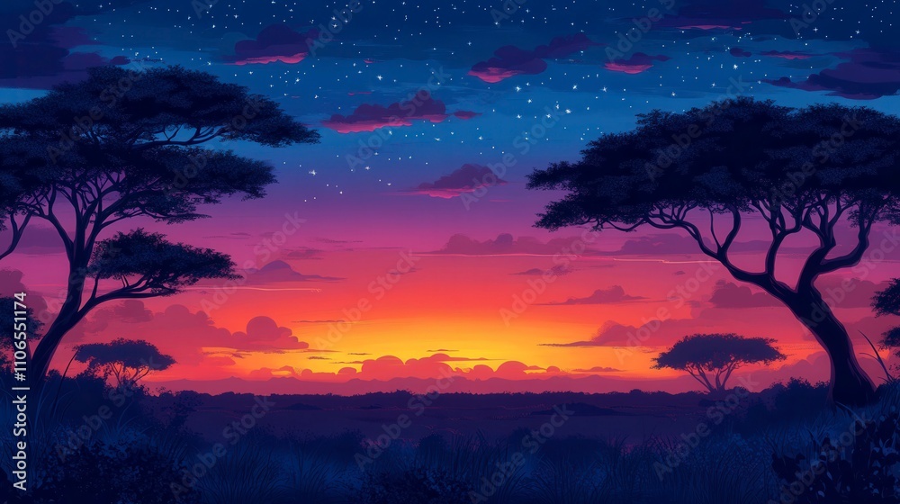 Colorful Twilight in a Tranquil Landscape Colorful Twilight in a Tranquil Landscape