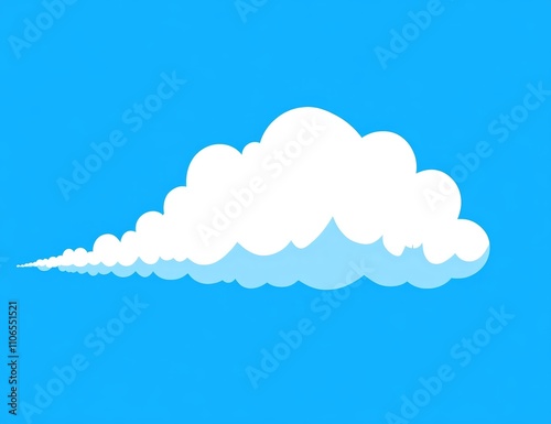 Minimalist White Cloud Illustration on Blue Background