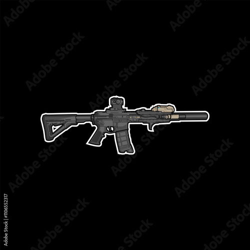 Illustration of the Ar 15 long-barreled weapon