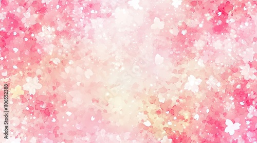 Abstract Watercolor Painting of Pink Cherry Blossoms and Soft Glowing Lights