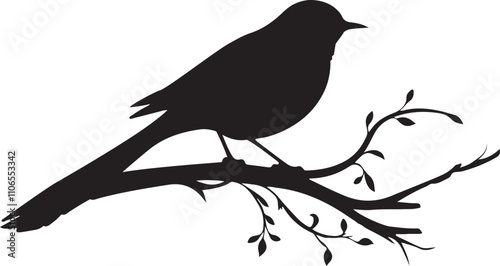 Bird silhouette color flower illustration 30
