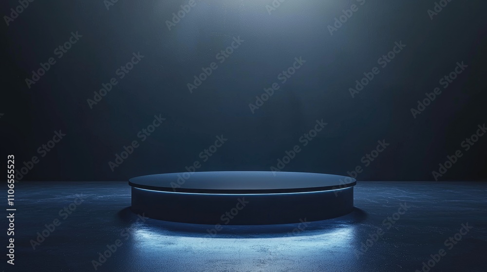 Illuminated Circular Platform in a Dark Room Illuminated Circular Platform in a Dark Room