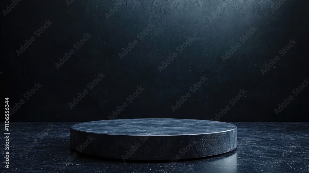 Circular Marble Platform on Dark Textured Background Circular Marble Platform on Dark Textured Background
