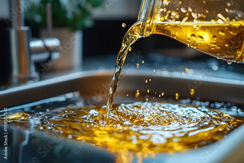 Used Cooking oil being poured to container