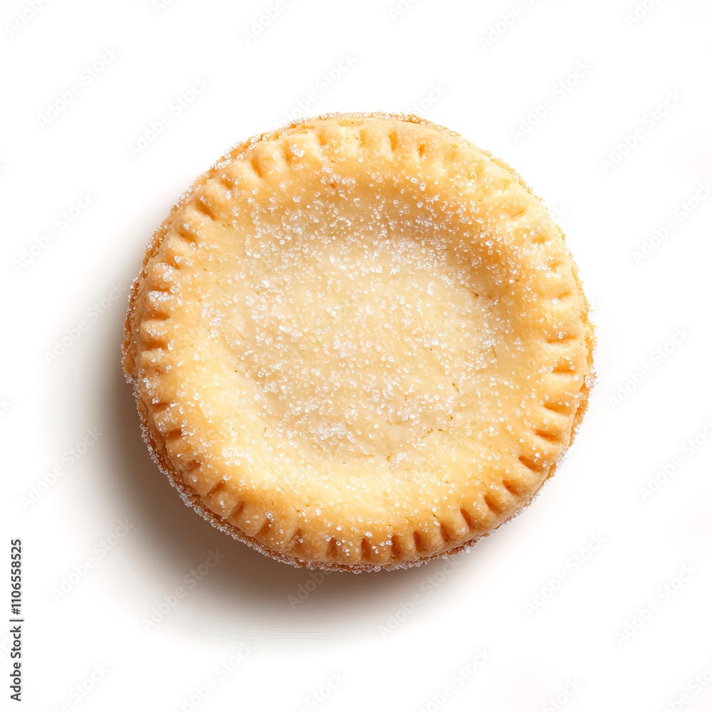 A classic shortbread cookie with sugar dusting, traditional dessert, photo-realistic style, light beige tones, isolated on white background. A classic shortbread cookie with sugar dusting, traditional dessert, photo-realistic style, light beige tones, isolated on white background.