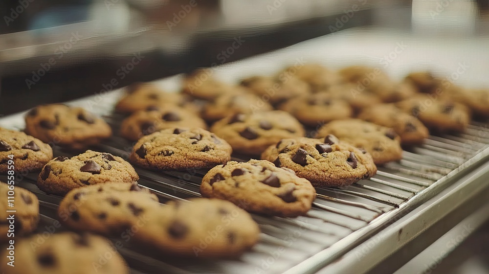 A tray of freshly baked cookies cooling on a rack, bakery scene, soft focus photography, warm homey tones, isolated on white background. A tray of freshly baked cookies cooling on a rack, bakery scene, soft focus photography, warm homey tones, isolated on white background.