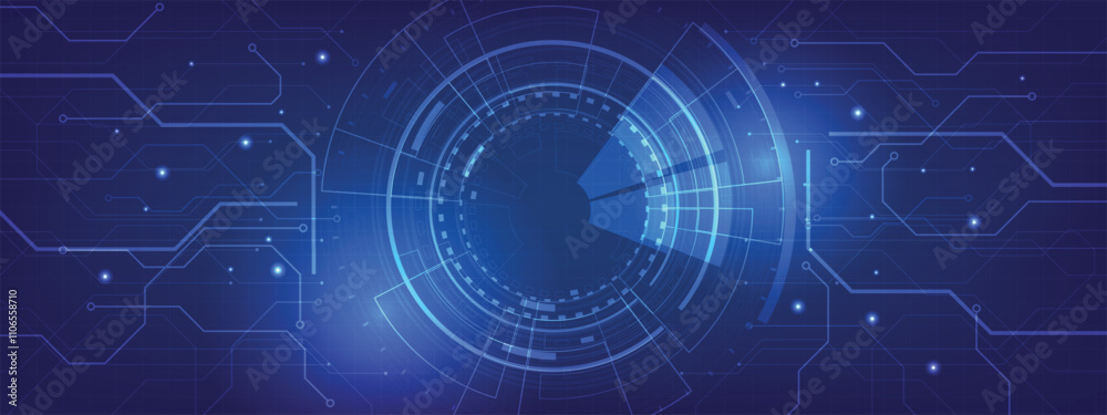 Abstract digital circuit board on a dark blue background.Connected circuit board lines with hi-tech electronics elements.Futuristic vector illustration. Abstract digital circuit board on a dark blue background.Connected circuit board lines with hi-tech electronics elements.Futuristic vector illustration.