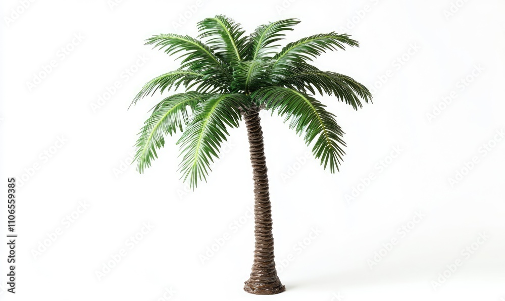 Obraz premium A palm tree is standing tall and straight on a white background