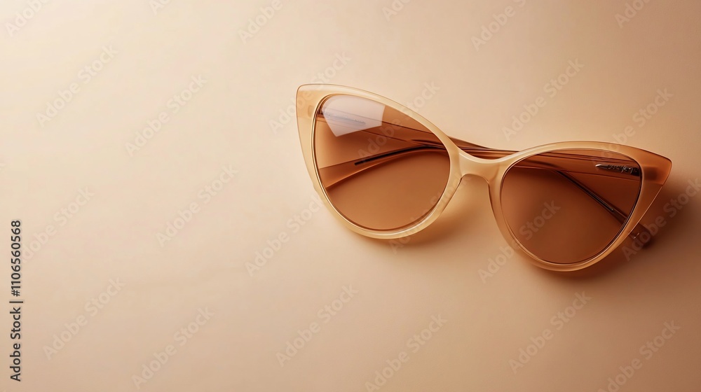 Stylish beige cat-eye sunglasses on a neutral background.