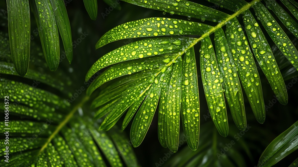 Closeup of green leaves with water droplets. Closeup of green leaves with water droplets.