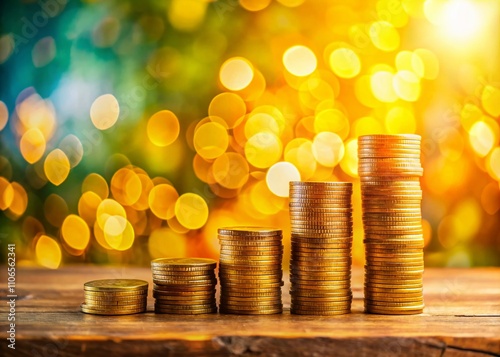 Balancing Income and Expenses: A Vibrant Bokeh Effect Visual Representation of Financial Harmony and Stability in Personal Finance Management photo