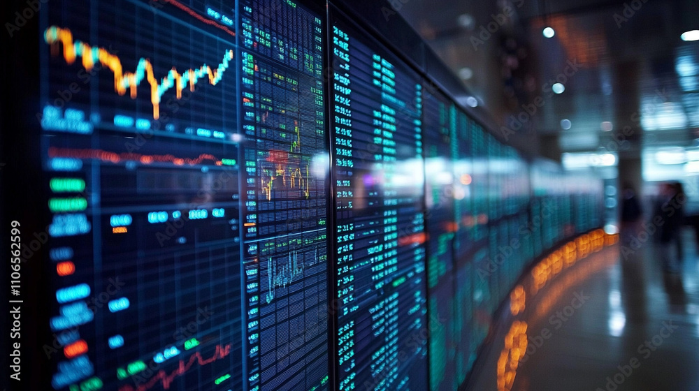 Stock market analysis event financial hub data visualization corporate environment close-up view ai generated insights for investors Stock market analysis event financial hub data visualization corporate environment close-up view ai generated insights for investors
