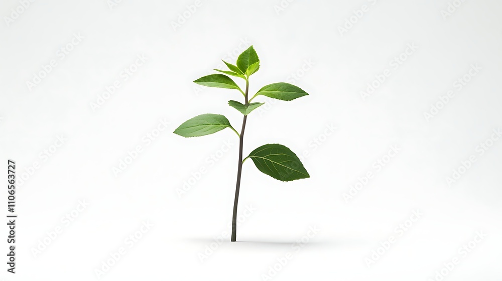 An elegant shot of a small echinacea sapling, fresh green foliage, isolated against a bright white background, An elegant shot of a small echinacea sapling, fresh green foliage, isolated against a bright white background,