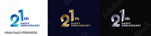 Abstract Twist Logo Anniversary 21th, 21th Happy Anniversary with Colorful Gradient, Luxury Gold and Elegant Silver