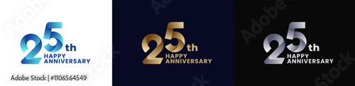 Abstract Twist Logo Anniversary 25th, 25th Happy Anniversary with Colorful Gradient, Luxury Gold and Elegant Silver