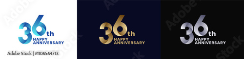 Fotografie Abstract Twist Logo Anniversary 36th, 36th Happy Anniversary with Colorful Gradi