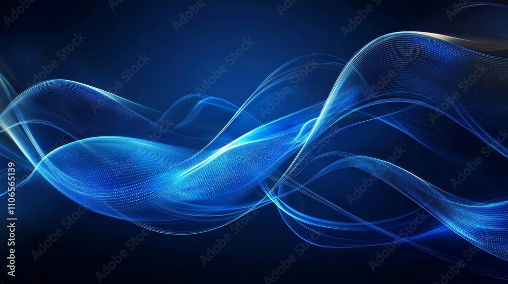 Fototapeta premium Attract Blue Line Movement, Abstract Wave Line, Light Technology Background, Copy Space 