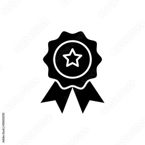 Award ribbon vector icon, simple flat black trendy style illustration for web and app..eps