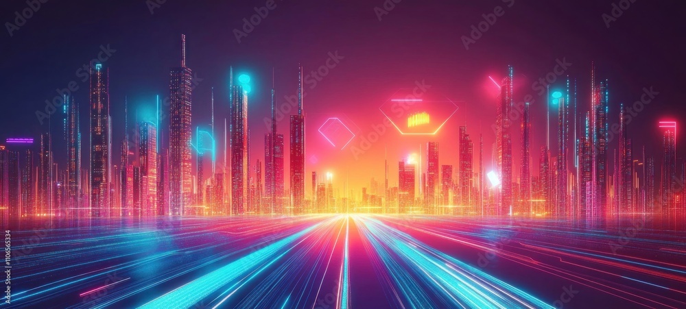 Neon Cityscape: A Futuristic Metropolis at Night Neon Cityscape: A Futuristic Metropolis at Night