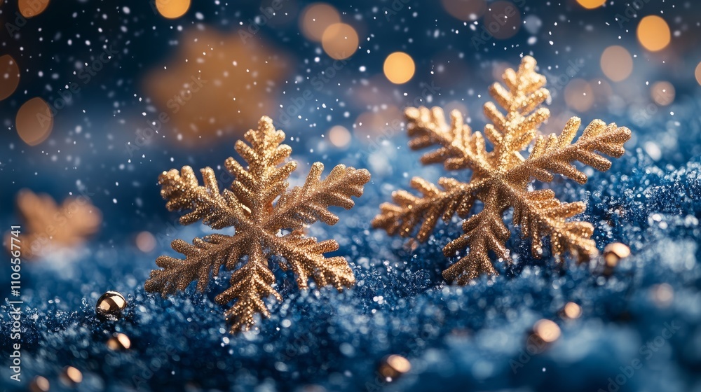 Stunning Snowflakes Shining on a Blue Winter Background Stunning Snowflakes Shining on a Blue Winter Background