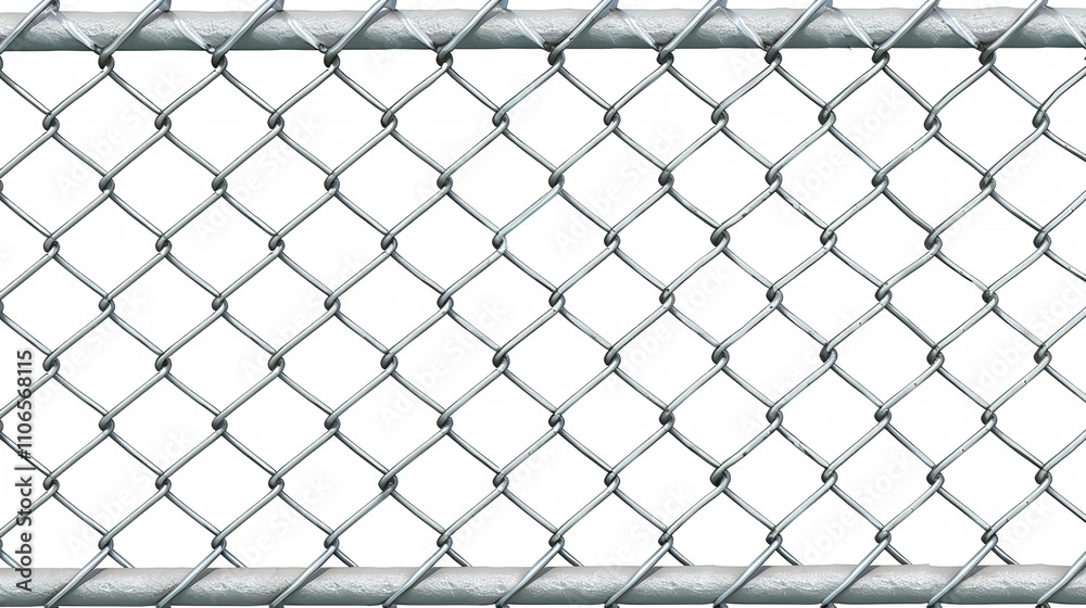 White background with wire link fence for space protection, Generative AI. White background with wire link fence for space protection, Generative AI.