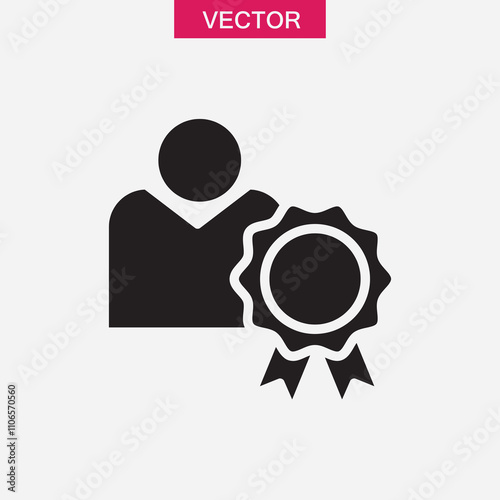 Certified person vector icon, simple flat black trendy style illustration for web and app..eps