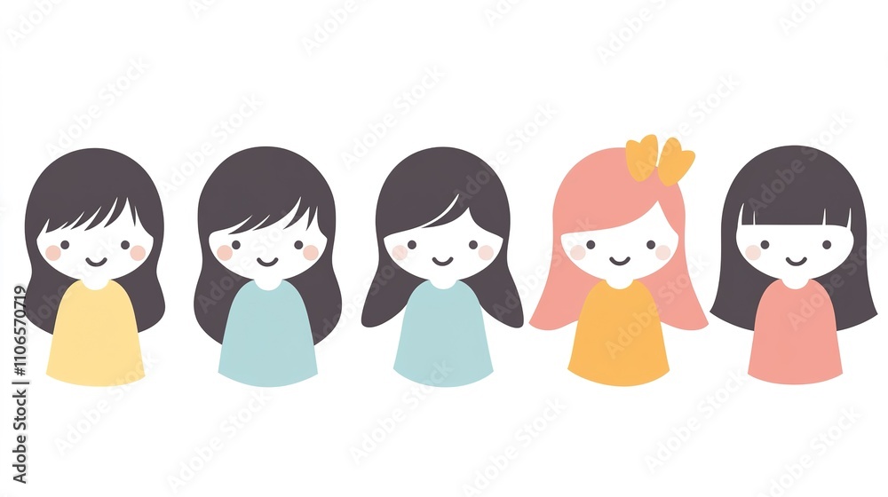 Minimalist vector icon of a doll with a clean white illustration background, featuring a simple and playful design ideal for child-related themes, toy branding, or creative digital projects.