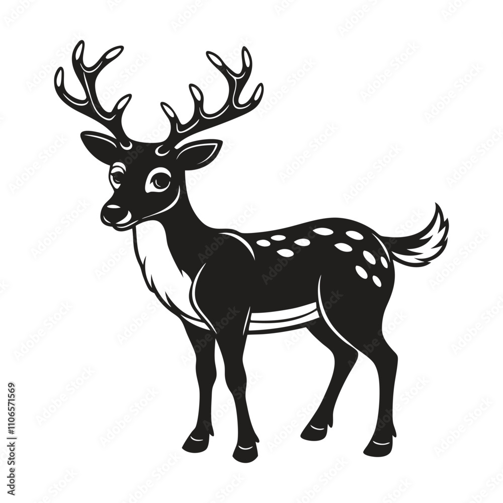 Obraz premium Christmas Rudolph Silhouette Vector Illustration for Festive Holiday Designs