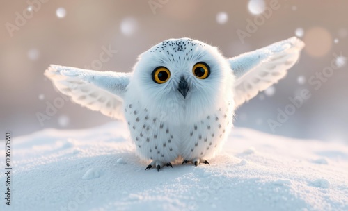 owl christmas Snowy owl landing in snow 2  animal, decoration, season, bird photo