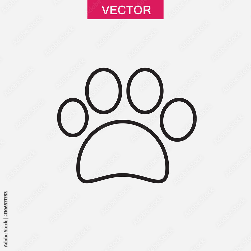 Paw icon vector, simple vector Pet supplies symbol linear illustration for web and app..eps Paw icon vector, simple vector Pet supplies symbol linear illustration for web and app..eps