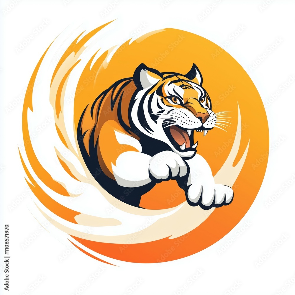 Fototapeta premium Aggressive Tiger Mascot Design for Sports Teams