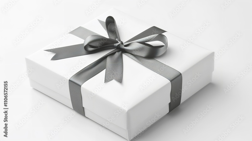 White gift box against a white backdrop, Generative AI. White gift box against a white backdrop, Generative AI.