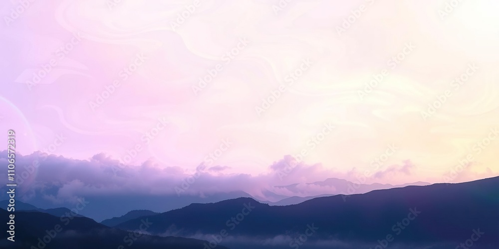 Holographic gradient design featuring swirling clouds and misty mountains, foggy, whimsical Holographic gradient design featuring swirling clouds and misty mountains, foggy, whimsical