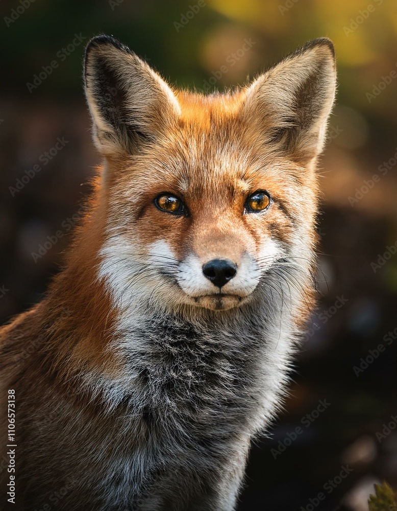 Close-up of a red fox with intense eyes in a natural setting. Close-up of a red fox with intense eyes in a natural setting.