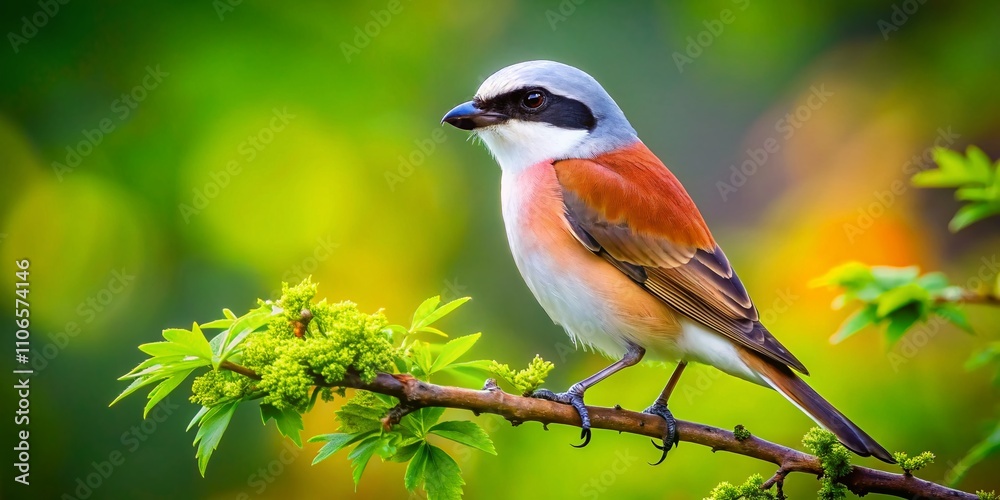 Beautiful Red-Backed Shrike in Its Natural Habitat Captured with Tilt-Shift Photography Technique, Showcasing Vibrant Colors and Unique Perspective of This Stunning Bird Species Beautiful Red-Backed Shrike in Its Natural Habitat Captured with Tilt-Shift Photography Technique, Showcasing Vibrant Colors and Unique Perspective of This Stunning Bird Species