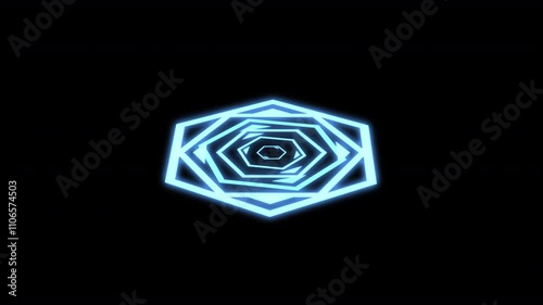 3D Compass Hexagon Geometric Patterns X60 Degrees Blue Animation Loop photo