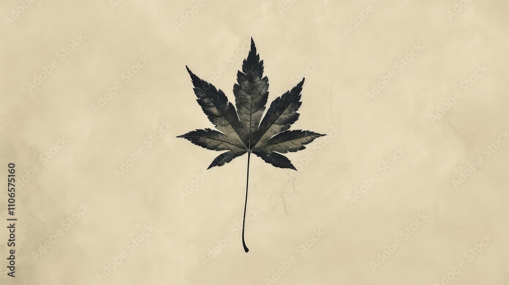 Naklejka premium Solo Dried Leaf on Beige Background