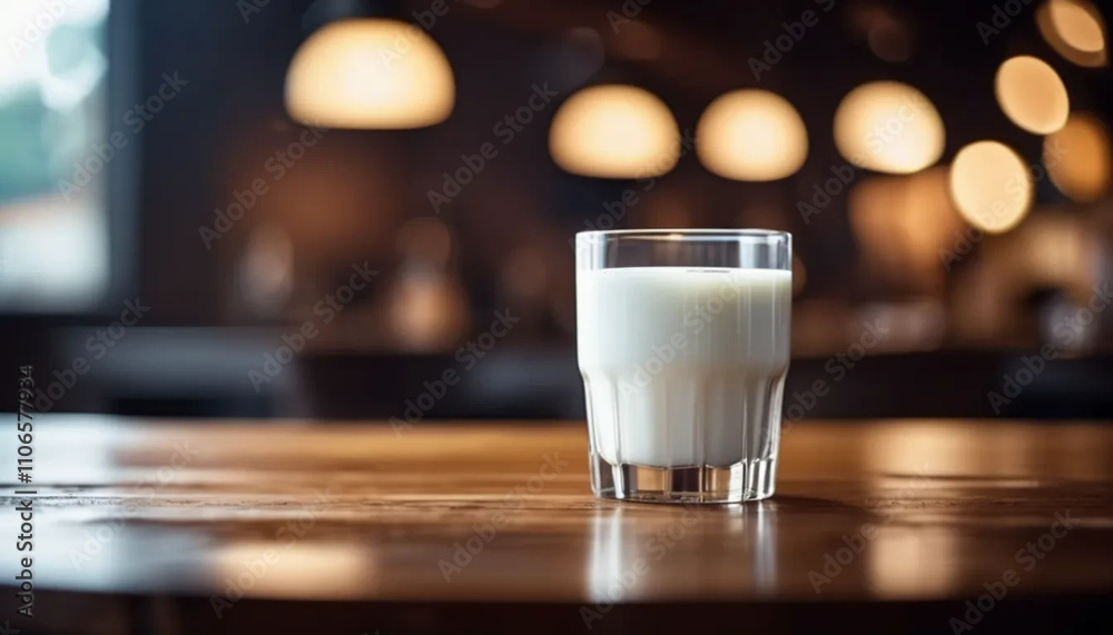 A glass of milk on wooden table. A glass of milk on wooden table.