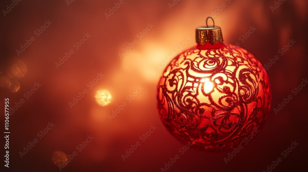 Red Christmas Ornament with Intricate Design Red Christmas Ornament with Intricate Design