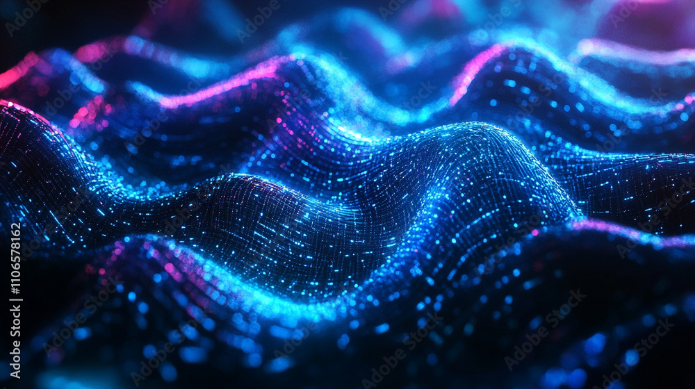 Obraz premium Ai generate waves of digital light abstract art virtual space futuristic high-tech conceptualization