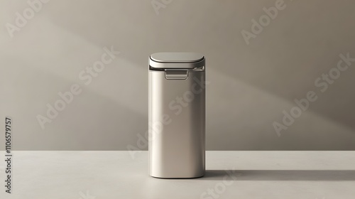 A stylish electric can opener with a sleek finish, positioned on a plain, neutral surface.