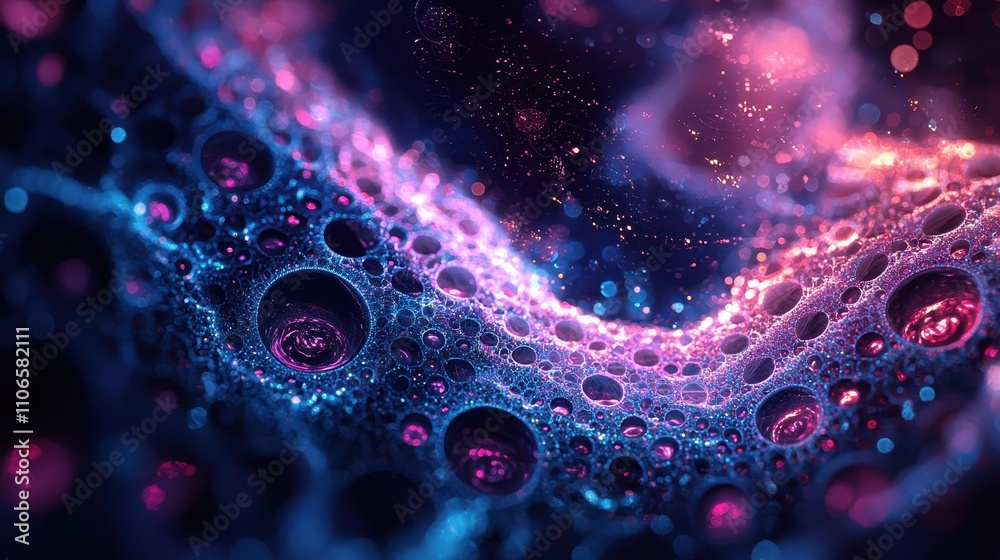 Abstract Bubble Formation with Neon Glow and Sparkle Abstract Bubble Formation with Neon Glow and Sparkle