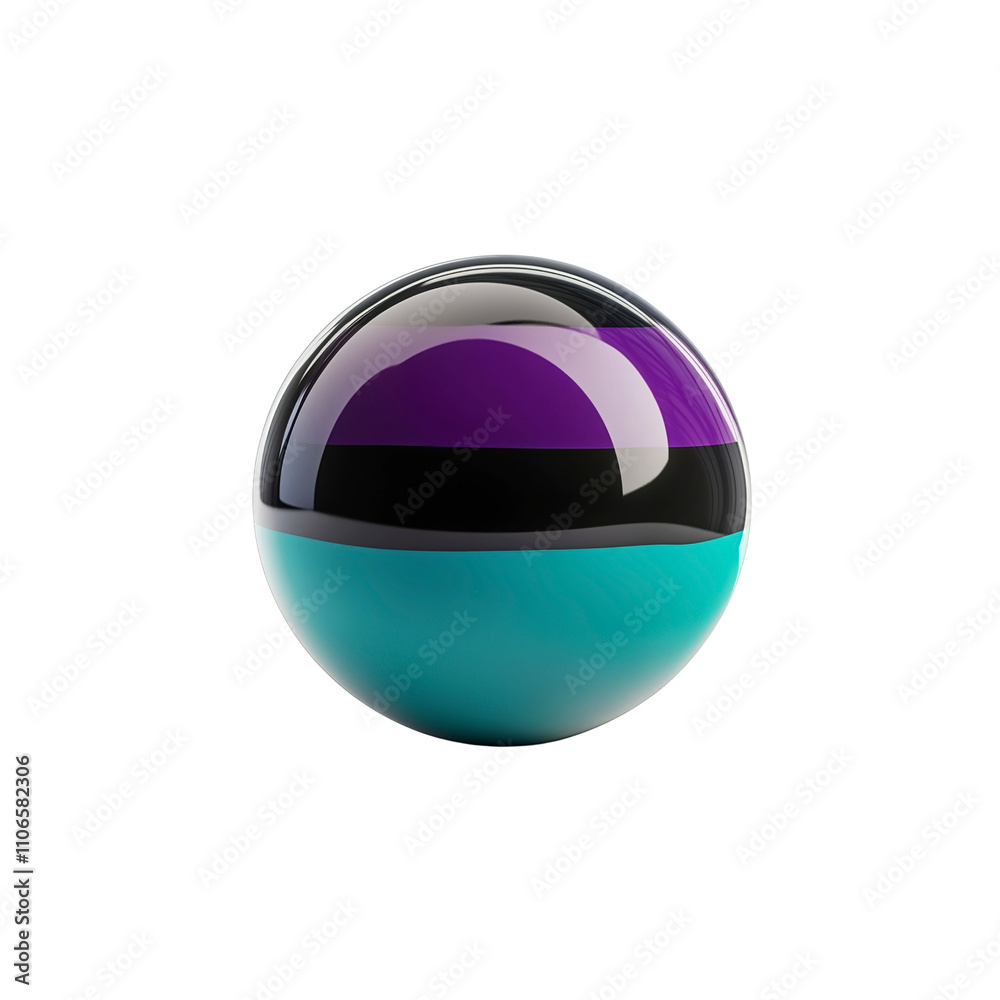 Abstract Sphere with Purple, Black, and Teal Stripes 3D Render of a Glossy Orb Abstract Sphere with Purple, Black, and Teal Stripes 3D Render of a Glossy Orb