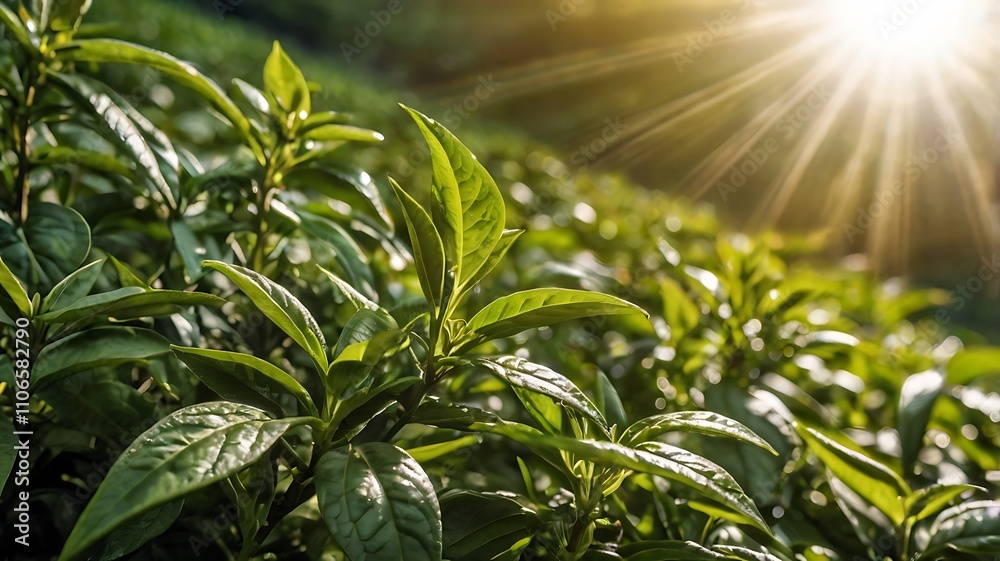 Fototapeta premium agriculture fresh tea leaves 
