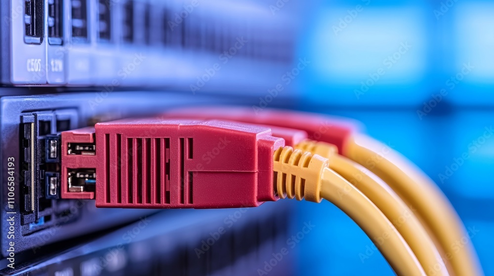 Fiber optic internet system installation modern office technology indoor close-up connectivity solutions Fiber optic internet system installation modern office technology indoor close-up connectivity solutions