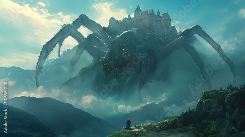 Giant Spider Monster with Castle on its Back