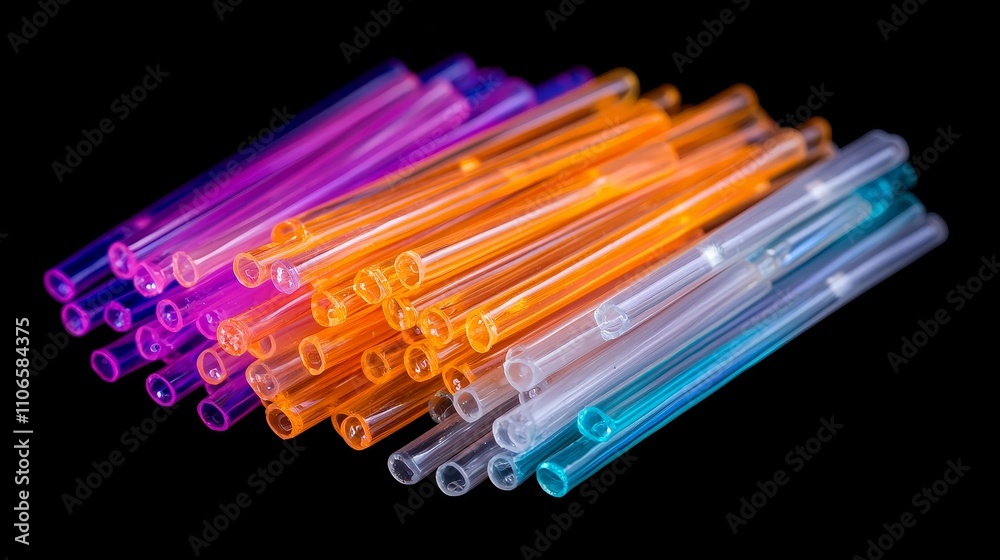Vibrant fiber optic strands glowing in colorful display abstract art studio dark background technology concept Vibrant fiber optic strands glowing in colorful display abstract art studio dark background technology concept